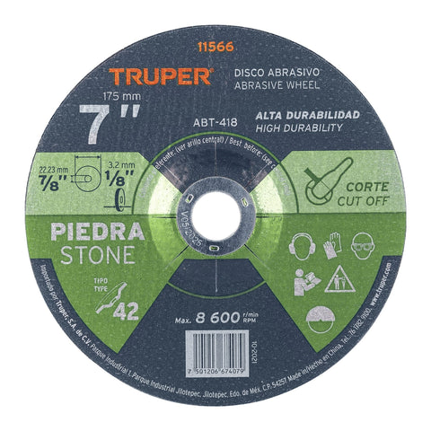 DISCO ABRASIVO P/CORTE PIEDRA 7' X 1/8'