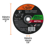 DISCO ABRASIVO P/CORTE METAL 9' X 1/8'