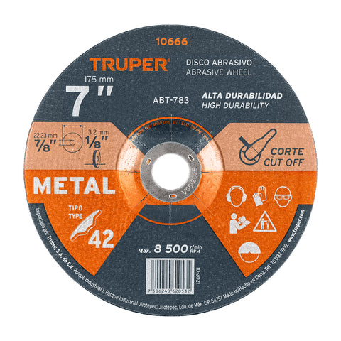 DISCO PARA CORTE DE METAL, TIPO 27, DIÁMETRO 7?