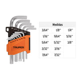 JGO 13 LLAVE ALLEN 3/64-3/8'ESTUCH/PLAST