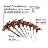 JUEGO DE 8 LLAVES ALLEN MANGO T OUNTA DE BOLA 2 A 10MM