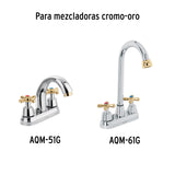 JUEGO DE 2 MANERALES DE PALANCA P/LAVABO, CROMO/ORO, AQUA