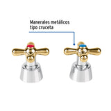 JUEGO DE 2 MANERALES DE PALANCA P/LAVABO, CROMO/ORO, AQUA
