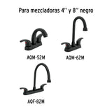 JUEGO DE 2 MANERALES DE PALANCA P/LAVABO, NEGRO MATE, AQUA