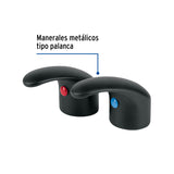 JUEGO DE 2 MANERALES DE PALANCA P/LAVABO, NEGRO MATE, AQUA