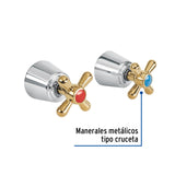 JUEGO DE 2 MANERALES GRANDES, CRUCETA, CROMO-ORO, AQUA
