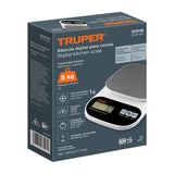BASCULA DIGITAL PARA COCINA, PLATO DE ACERO INOX, 5 KG, TRUPER