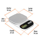 BASCULA DIGITAL PARA COCINA, PLATO DE ACERO INOX, 5 KG, TRUPER