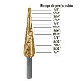 BROCA ESCALONADA TITANIO 13 ESCALONES 1/8' A 1/2', EXPERT
