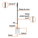 BIELDO PARA PAJA, 5 DIENTES, MANGO DE ACERO 48', TRUPER