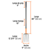 BIELDO PARA PAJA, 5 DIENTES, MANGO DE ACERO 48', TRUPER