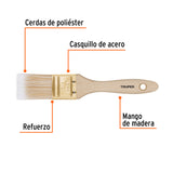 BROCHA CERDAS SINTITICAS 1-1/2' CORTE RECTO, MANGO DE MADERA