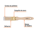 BROCHA CERDAS SINTITICAS 1' CORTE RECTO, MANGO DE MADERA