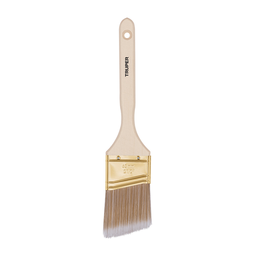 BROCHA CERDAS SINTITICAS 2-1/2' CORTE ANGULAR, MANGO MADERA