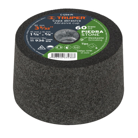 COPA DESBASTE, 3-5/32", GRANO 60 PARA PIEDRA