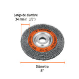CARDA ALAMBRE ONDULADO 8' X 13/16' PARA ESMERIL, TRUPER