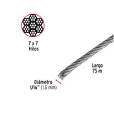 CABLE DE ACERO 1/16', RIGIDO