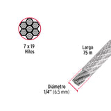 CABLE DE ACERO 1/4', FLEXIBLE RECUBIERTO