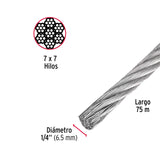 CABLE DE ACERO 1/4', RIGIDO