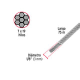 CABLE DE ACERO 1/8', FLEXIBLE RECUBIERTO