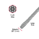 CABLE DE ACERO 1/8', FLEXIBLE