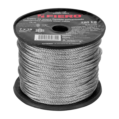 CABLE DE ACERO 1/8', FLEXIBLE