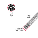 CABLE DE ACERO 1/8', RIGIDO RECUBIERTO