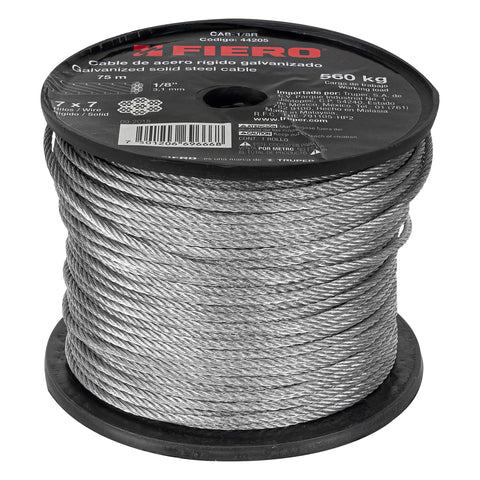 CABLE DE ACERO 1/8', RÍGIDO