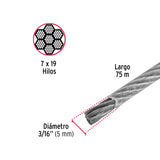 CABLE DE ACERO 3/16',FLEXIBLE RECUBIERTO