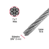 CABLE DE ACERO 3/16', RIGIDO