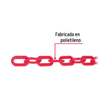 CADENA DE PLASTICO DE 5MM, ROJA POR METRO ROLLO C/25 MT