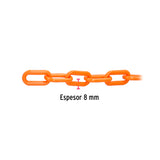 CADENA DE PLASTICO DE 8MM, NARANJA POR METRO ROLLO C/25 MT