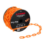 CADENA DE PLASTICO DE 8MM, NARANJA POR METRO ROLLO C/25 MT