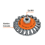 CARDA TIPO CSNICO 4' ALAMBRE TRENZADO, EJE M14, TRUPER