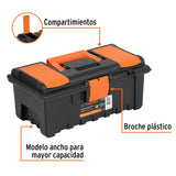 CAJA PLÁSTICA 14" CON COMPARTIMENTOS, NARANJA