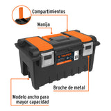 CAJA P/HERRAMIENTA 19' C/COMPARTIMENTOS Y BROCHES METALICOS