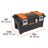 CAJA P/HERRAMIENTA 19' C/COMPARTIMENTOS Y BROCHES METALICOS