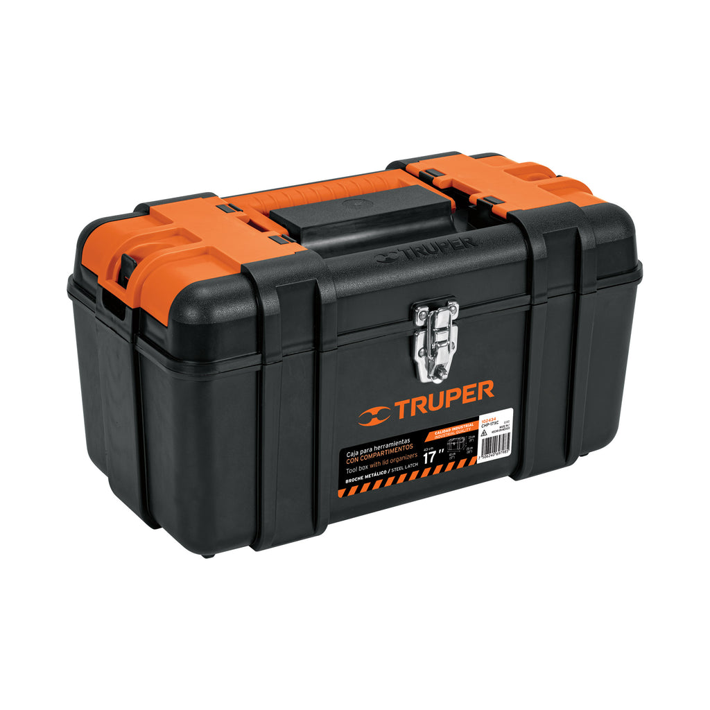 CAJA P/HERRAMIENTA 17 CON COMPARTIMENTOS, BROCHES METALICOS