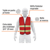 CHALECO DE SEGURIDAD ROJO ALTA VISIBILIDAD CON CIERRE