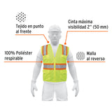 CHALECO DE SEGURIDAD CON CINTAS REFLEJANTES Y BOLSAS, AMARILLO