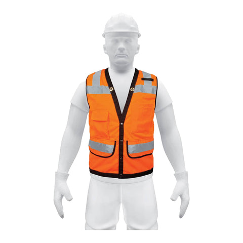 CHALECO SEGURIDAD REFORZADO, C/BOLSAS, NARANJA, EXTRA GRANDE
