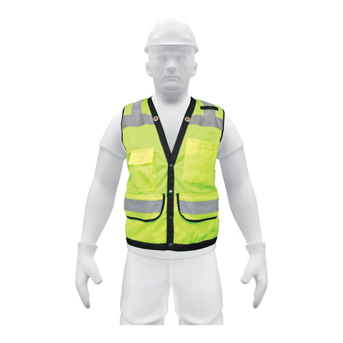 CHALECO DE SEGURIDAD REFORZADO, CON BOLSAS, VERDE, GRANDE