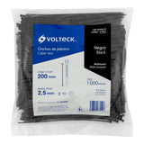 BOLSA CON 1000 CINCHOS PLASTICOS 18 LB, 200X2.5 MM, NEGROS