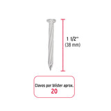 CLAVO GALVANIZADO PARA CONCRETO 1-1/2, BLISTER C/20, FIERO