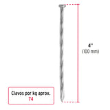 CLAVO PARA CONCRETO, 4', GALVANIZADO POR KILO