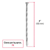 CLAVO GALVANIZADO P/CONCRETO 4" PESOS CAJA C/25KG