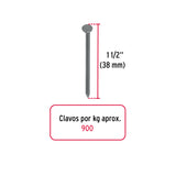 CLAVO PUNTA DIAMANTE, 1-1/2', CON CABEZA POR CAJA C/25 KGS