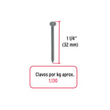 CLAVO PUNTA DIAMANTE, 1-1/4', CON CABEZA POR CAJA C/25 KGS