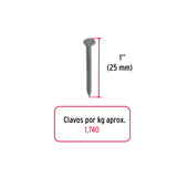 CLAVO PUNTA DIAMANTE, 1', CON CABEZA POR CAJA C/25 KGS