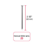 CLAVO ESTANDAR C/CABEZA 2-1/2, BLISTER C/20, FIERO